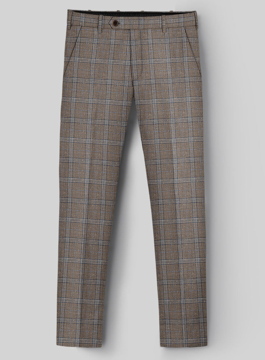 Italian Murano Igelu Brown Wool Linen Silk Pants