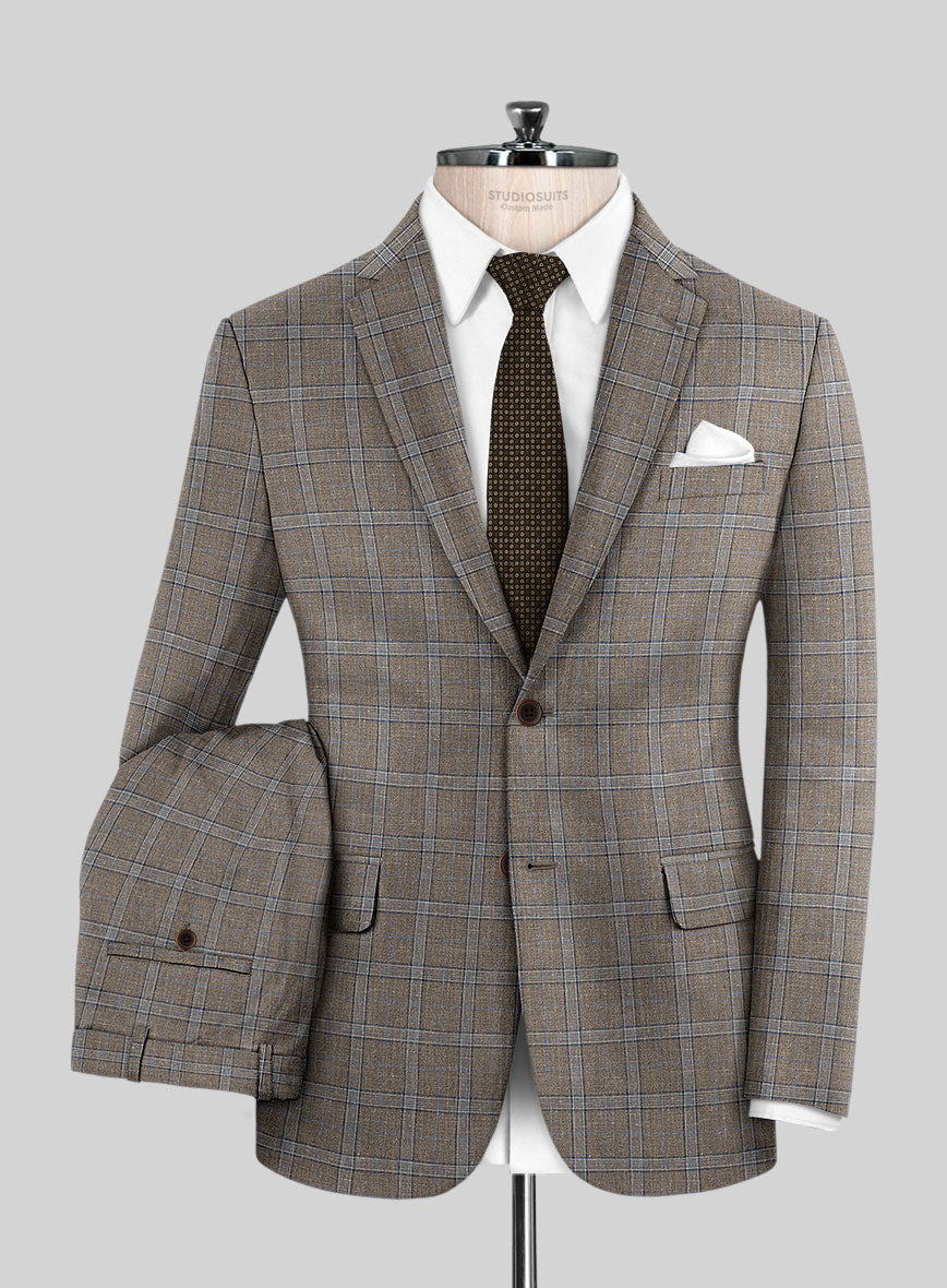 Italian Murano Igelu Brown Wool Linen Silk Suit