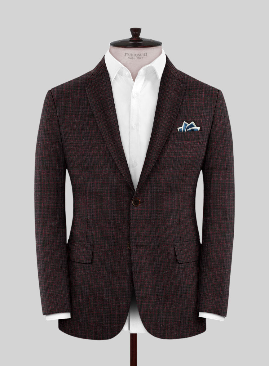 Italian Murano Irgo Checks Wool Linen Silk Jacket - StudioSuits