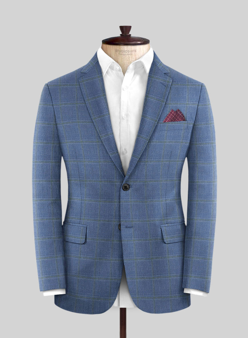 Italian Murano Ivarno Blue Wool Linen Silk Jacket - StudioSuits