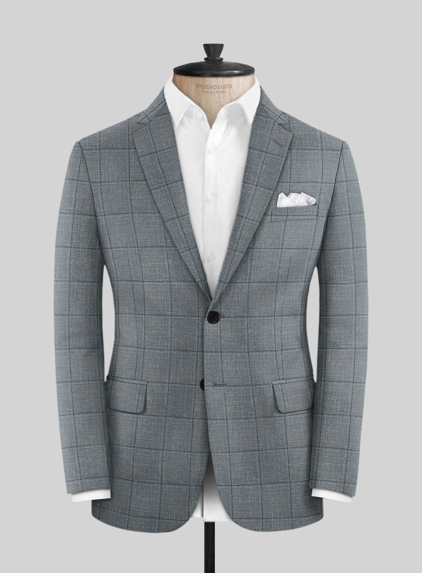 Italian Murano Lig Gray Wool Linen Silk Jacket - StudioSuits