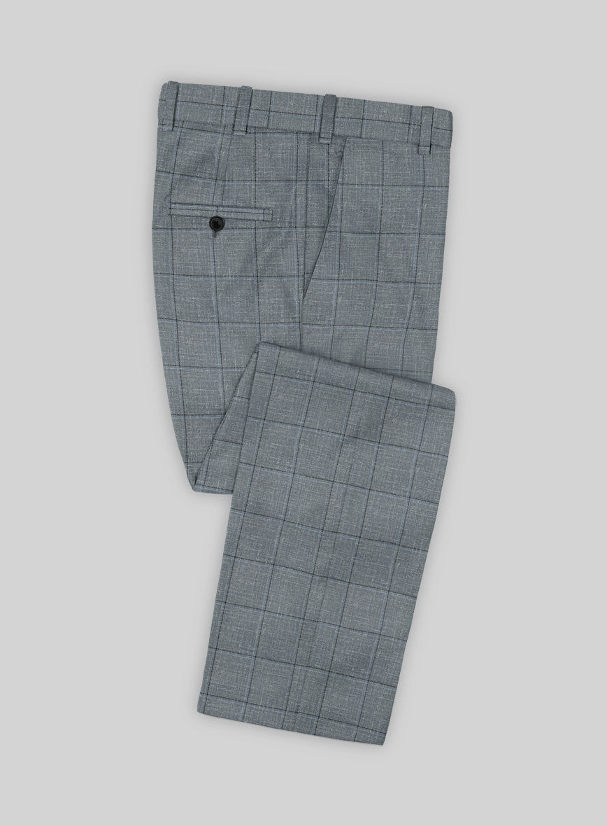 Italian Murano Lig Gray Wool Linen Silk Pants - StudioSuits