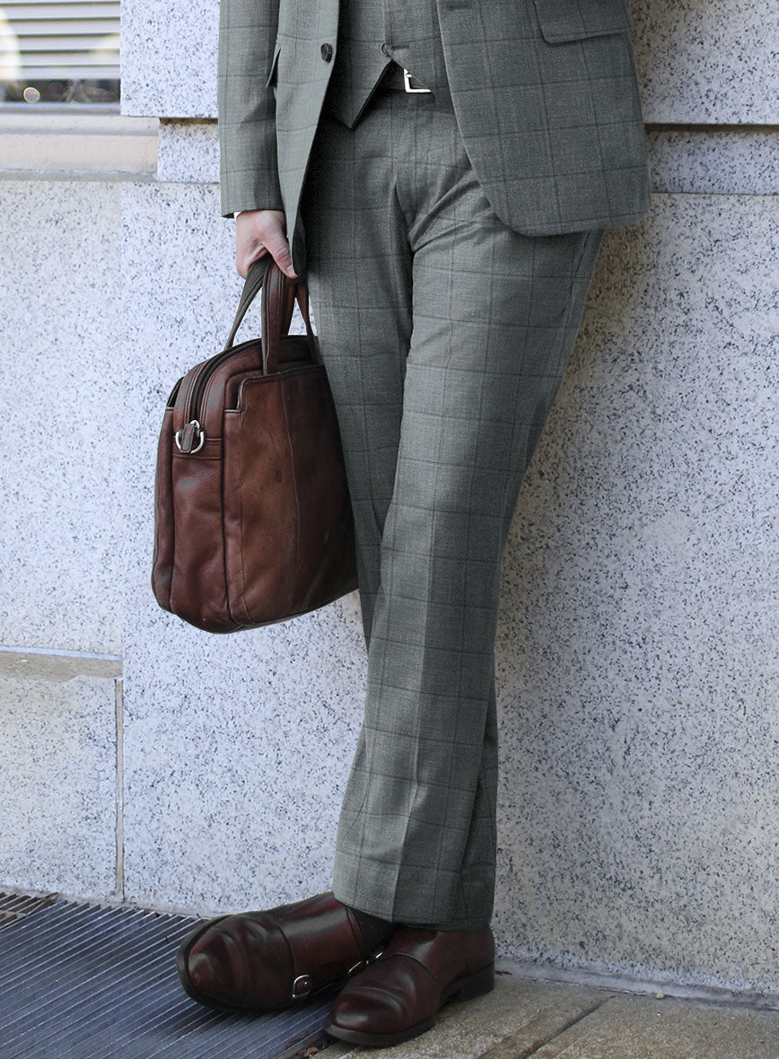 Italian Murano Lig Gray Wool Linen Silk Pants - StudioSuits