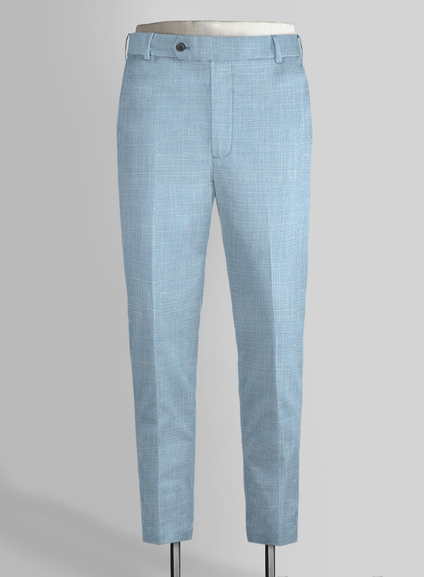 Italian Murano Light Blue Wool Linen Suit - StudioSuits