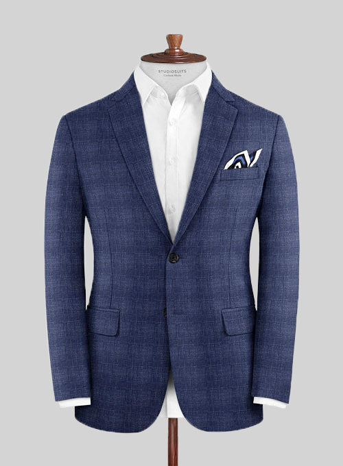 Italian Murano Mircos Blue Wool Linen Suit - StudioSuits