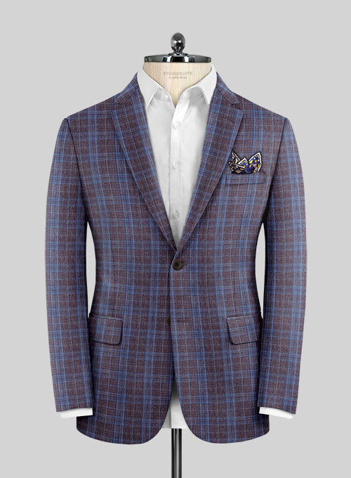 Italian Murano Moque Checks Wool Linen Jacket - StudioSuits