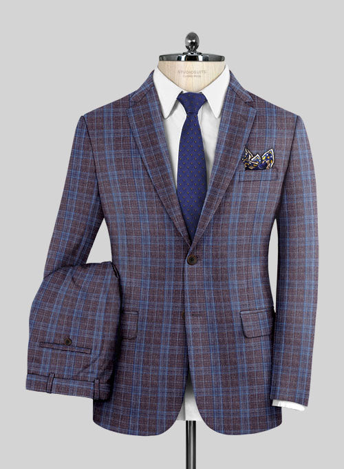 Italian Murano Moque Checks Wool Linen Suit - StudioSuits