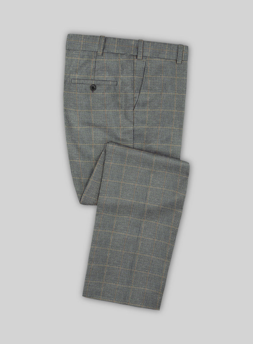 Italian Murano Sero Houndstooth Wool Linen Silk Pants - StudioSuits