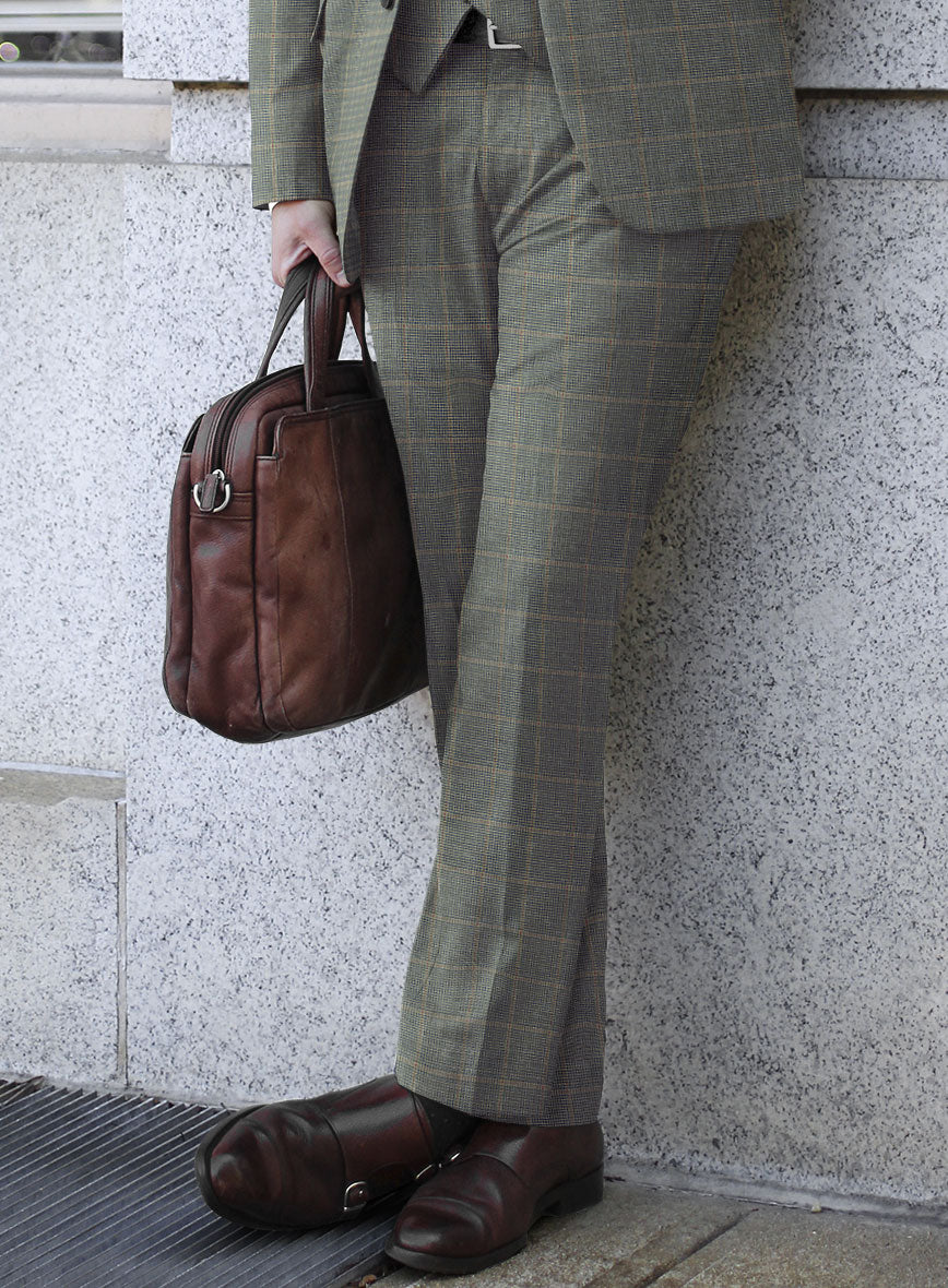 Italian Murano Sero Houndstooth Wool Linen Silk Pants - StudioSuits