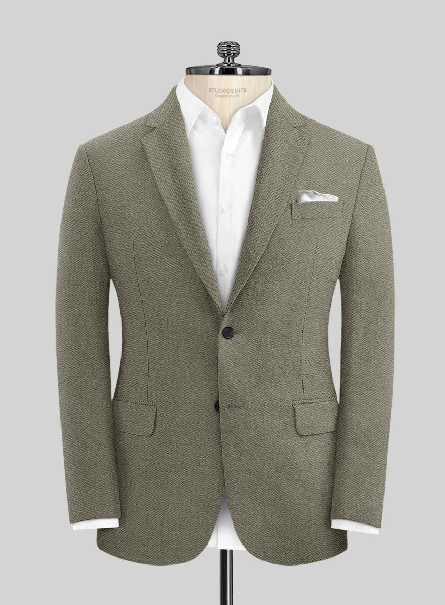 Italian Muted Green Linen Jacket - StudioSuits