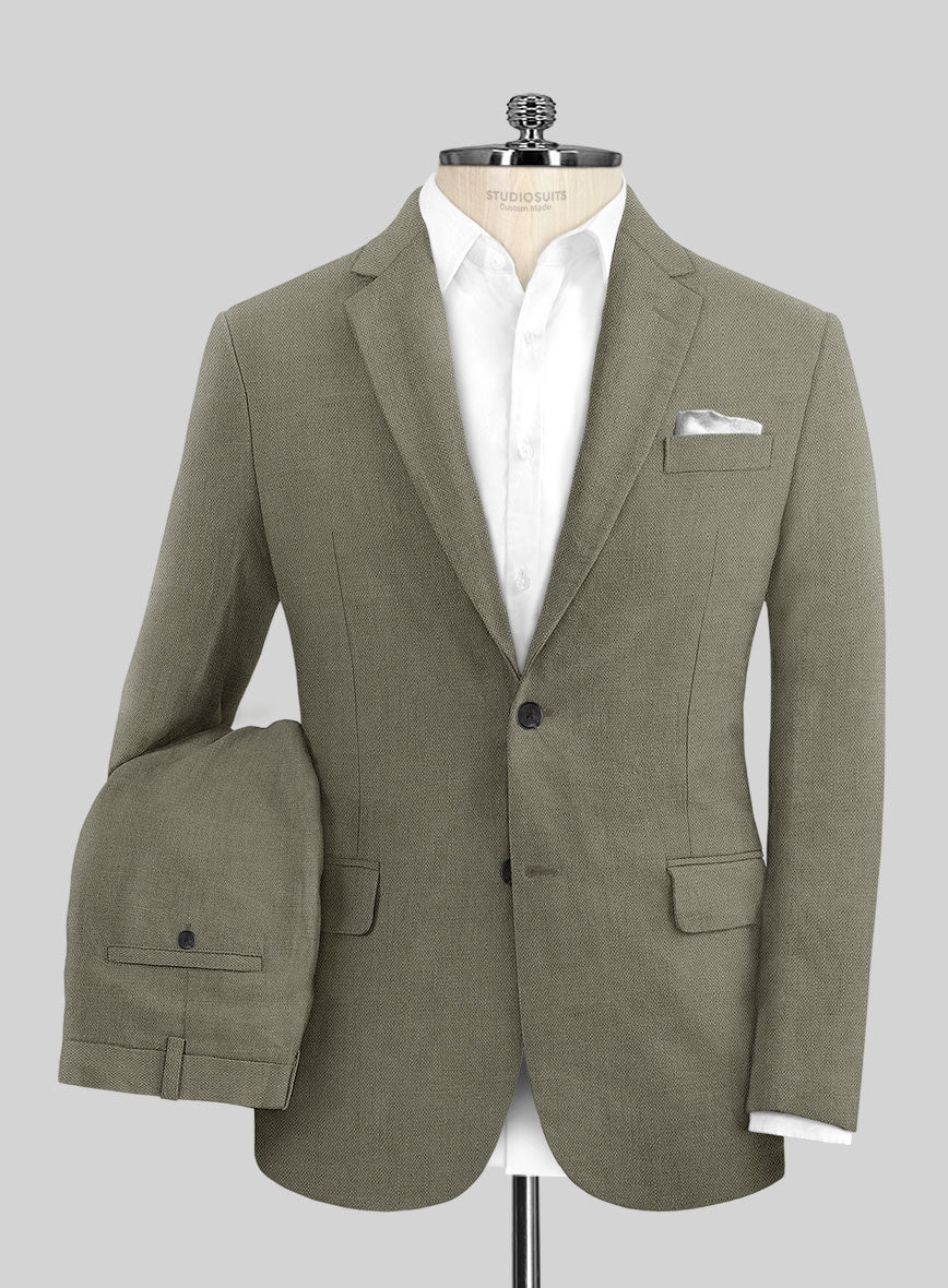 Italian Muted Green Linen Suit - StudioSuits