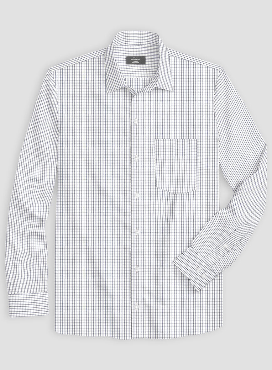 Italian Navy Blue Windowpane Shirt - StudioSuits