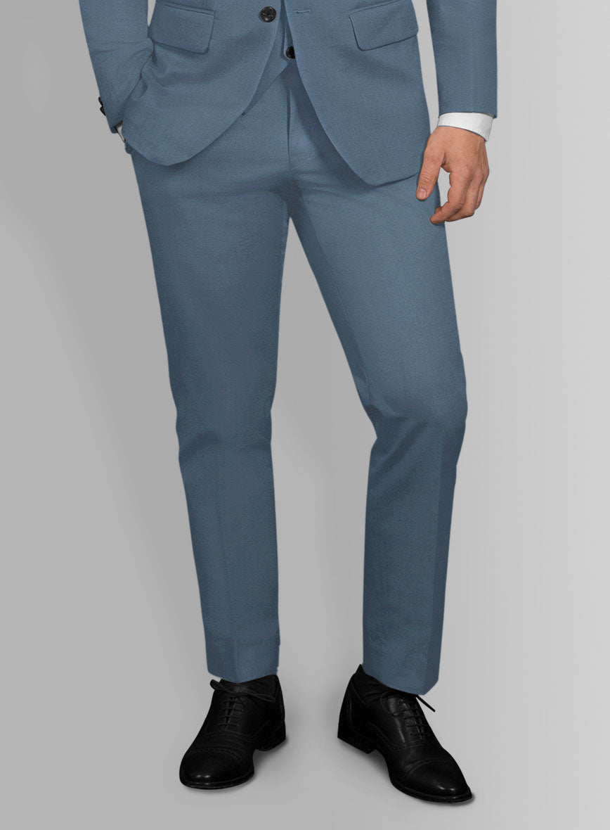 Italian Petrol Blue Cotton Stretch Suit - StudioSuits