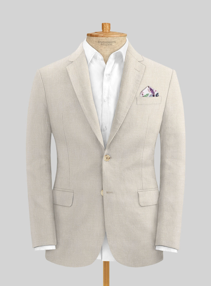 Italian Prato Beige Linen Jacket - StudioSuits