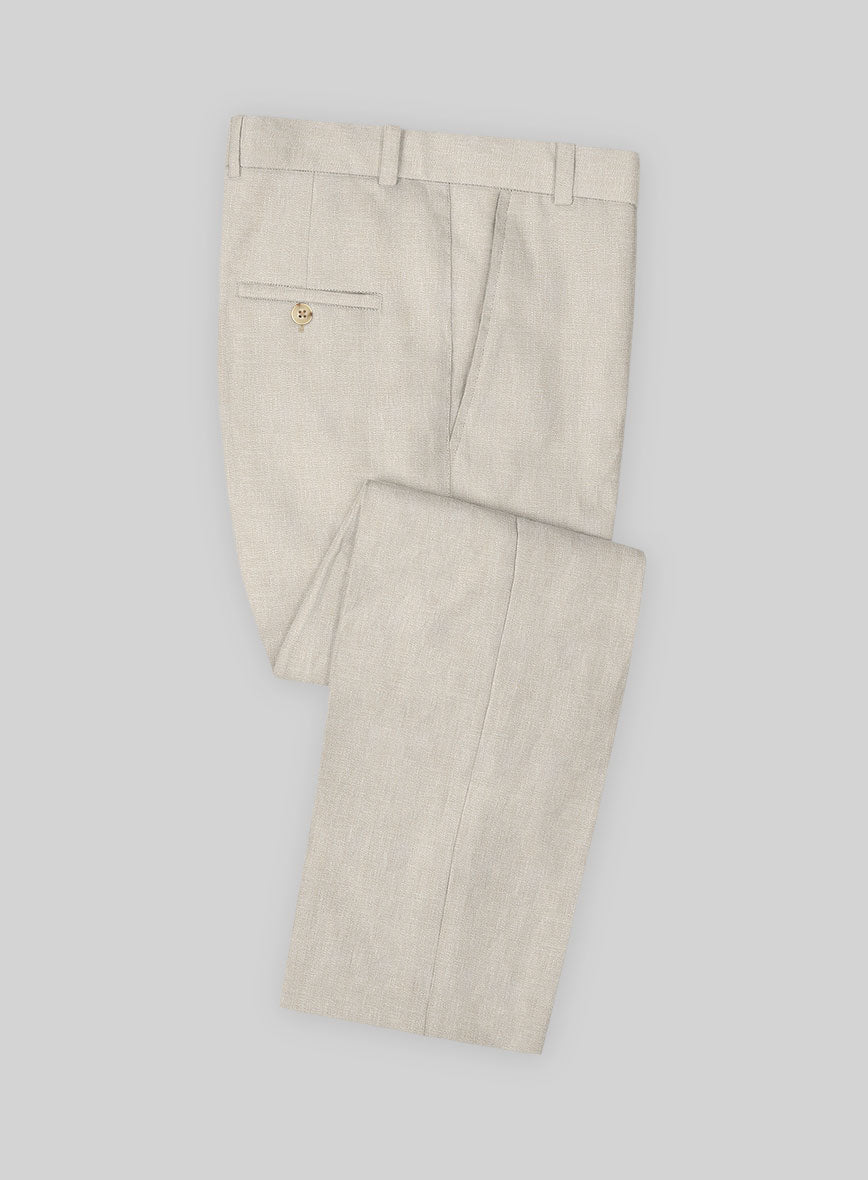 Italian Prato Beige Linen Pants - StudioSuits