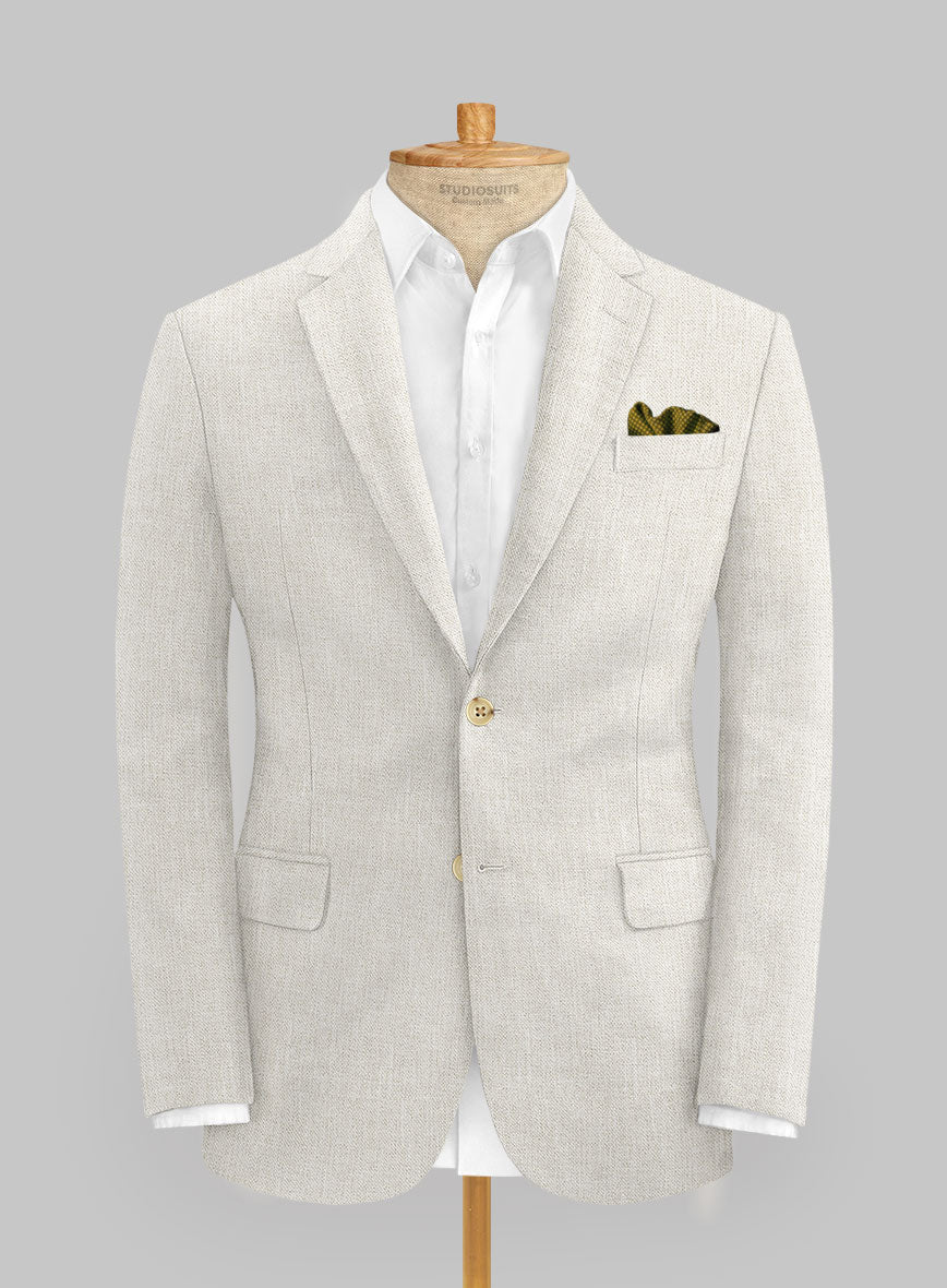 Italian Prato Beige Sharkskin Linen Suit - StudioSuits