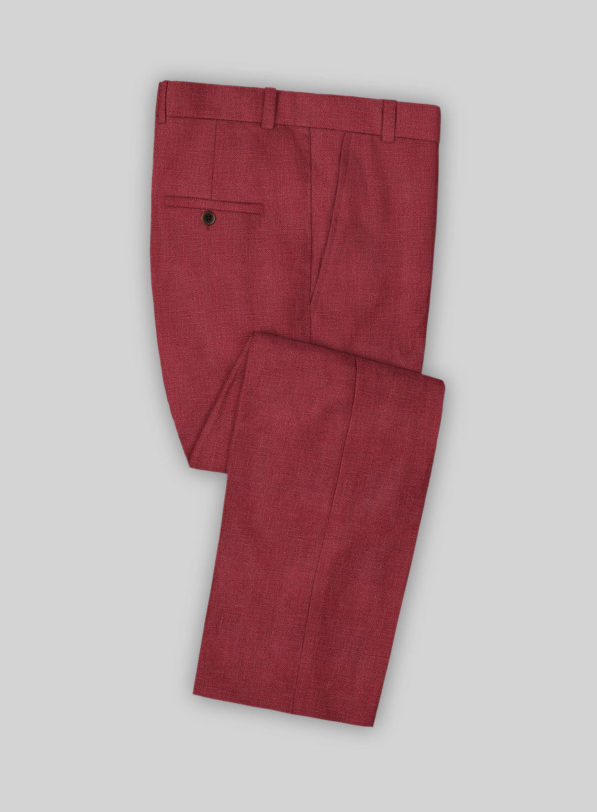 Italian Prato Burgundy Linen Pants - StudioSuits