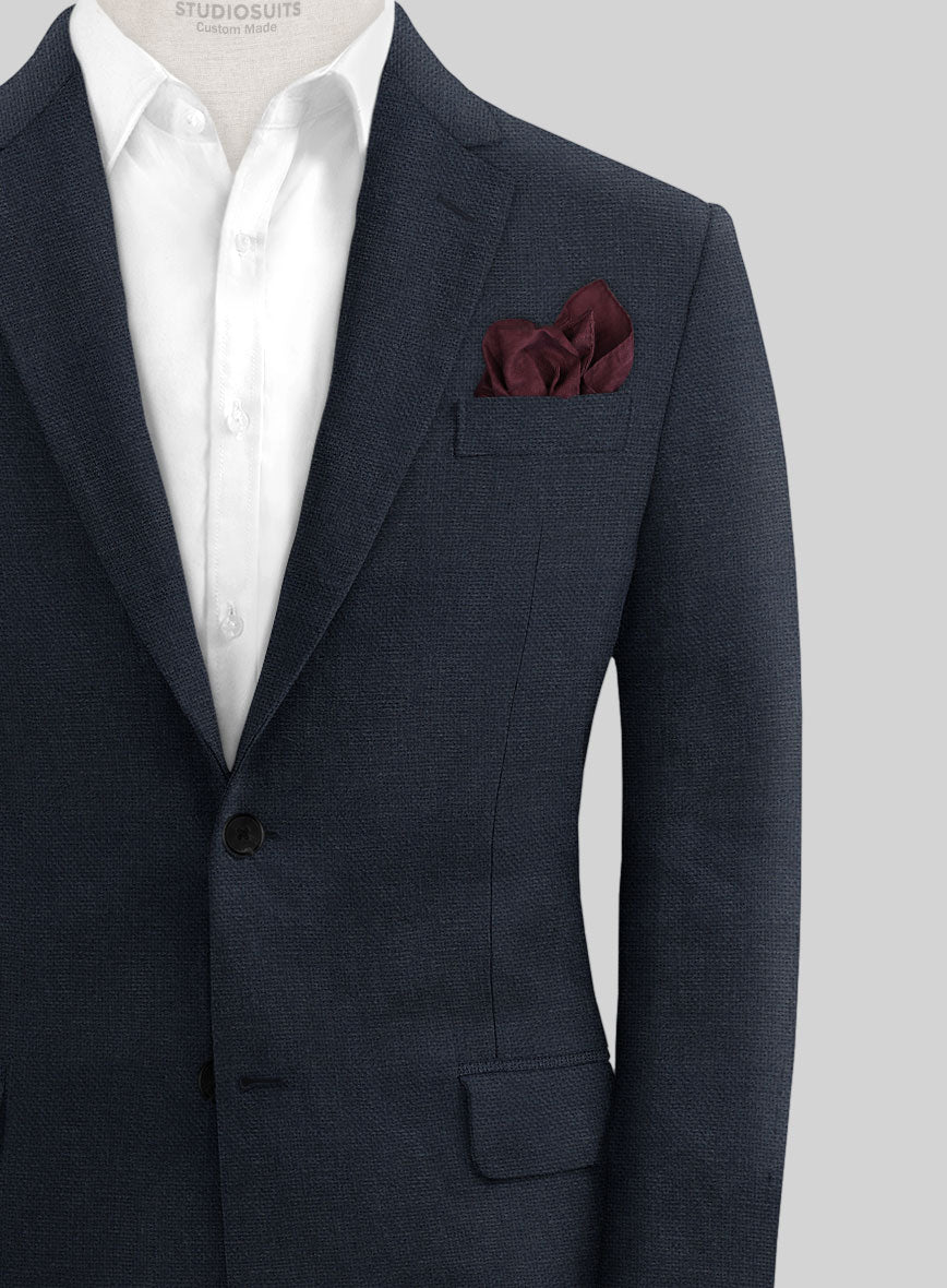 Italian Prato Dark Blue Dobby Linen Jacket - StudioSuits