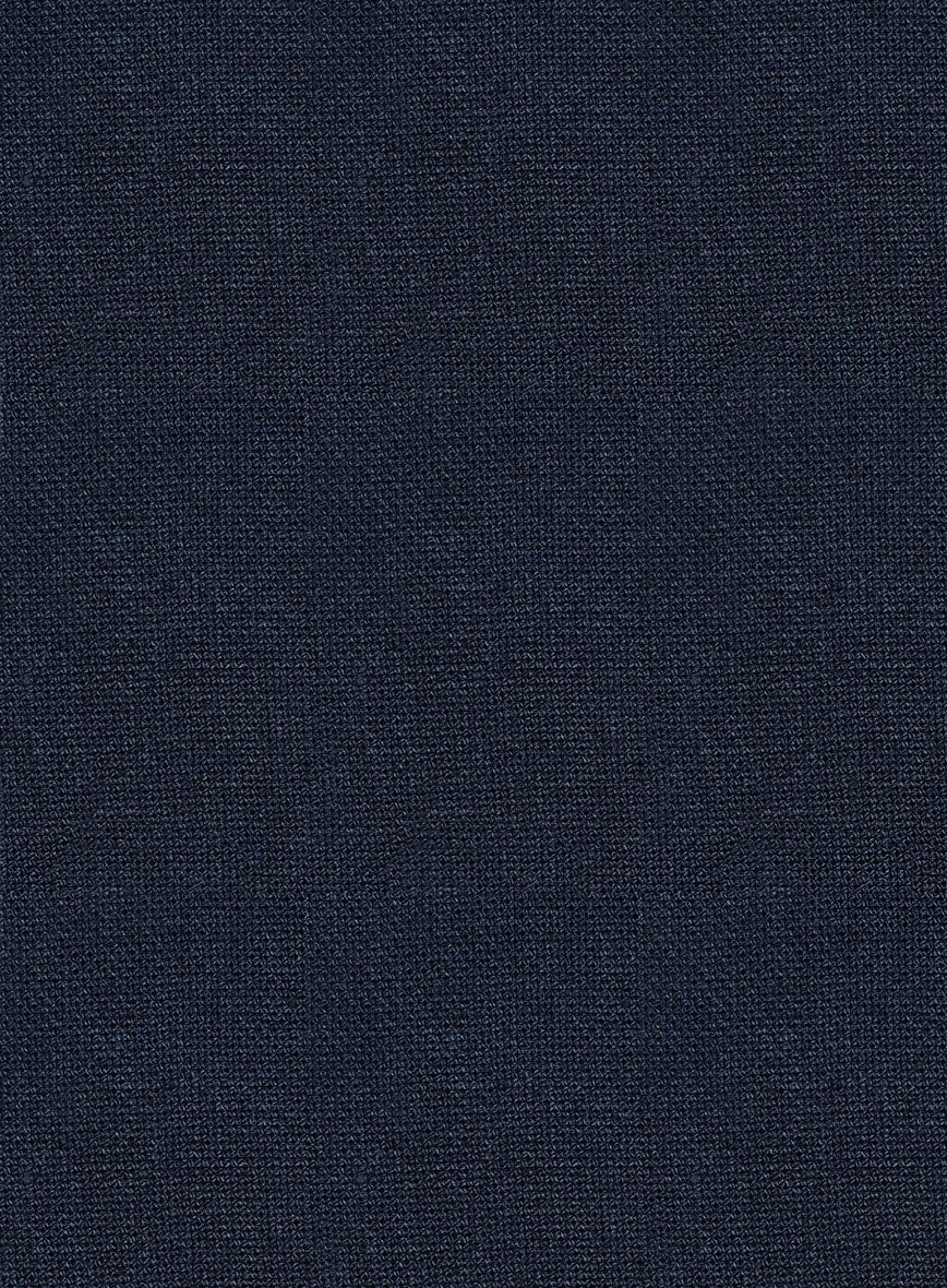 Italian Prato Dark Blue Dobby Linen Jacket - StudioSuits