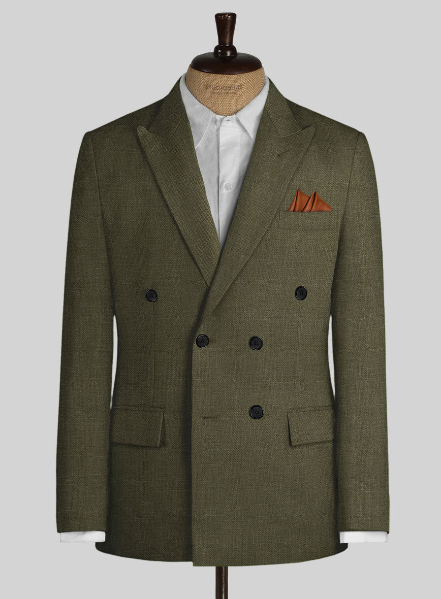 Italian Prato Green Linen Jacket - StudioSuits