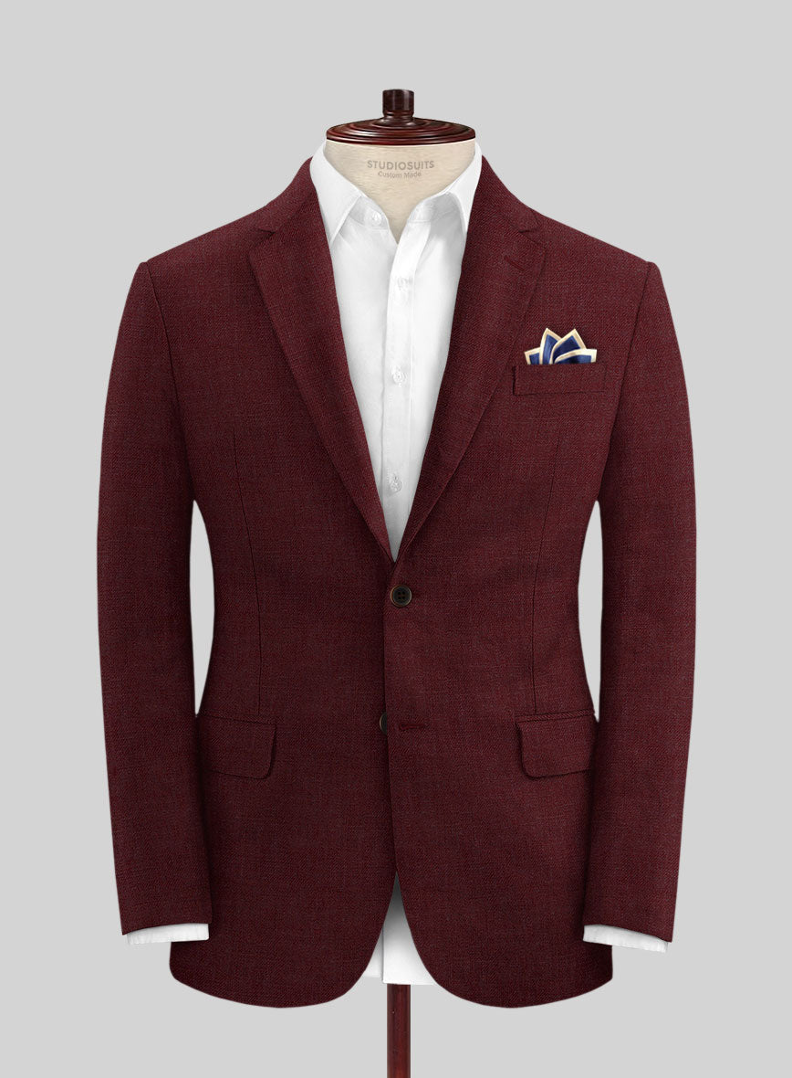 Italian Prato Maroon Linen Jacket - StudioSuits