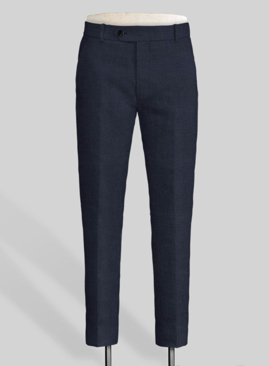 Italian Prato Oxford Blue Linen Pants - StudioSuits