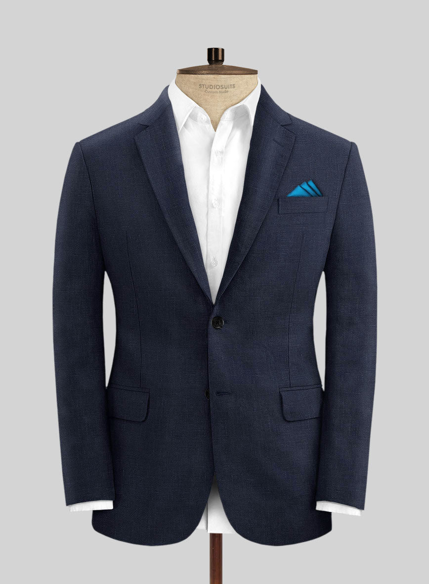 Italian Prato Oxford Blue Linen Suit - StudioSuits