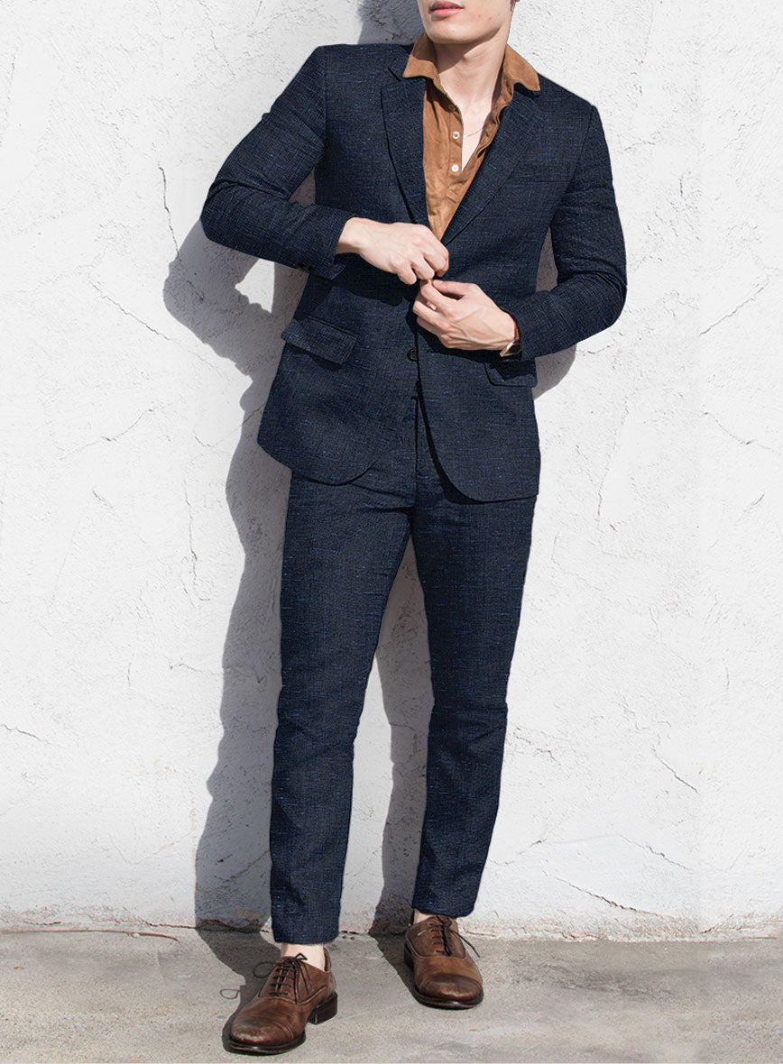 Italian Prato Blue Chambray Linen Suit - StudioSuits