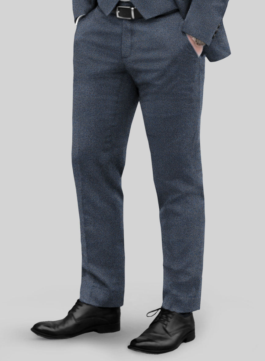 Italian Quelo Blue Twill Flannel Pants - StudioSuits