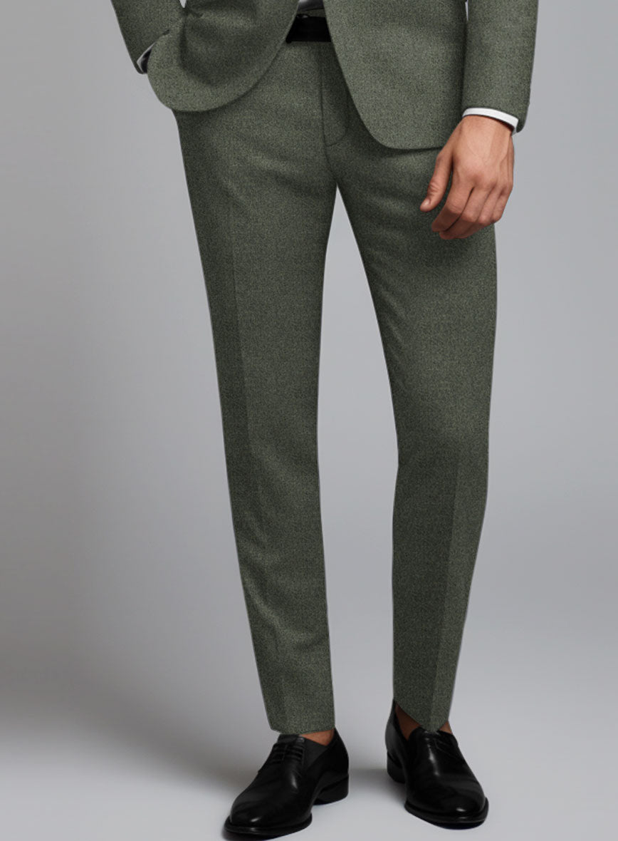 Italian Quelo Green Twill Flannel Pants - StudioSuits