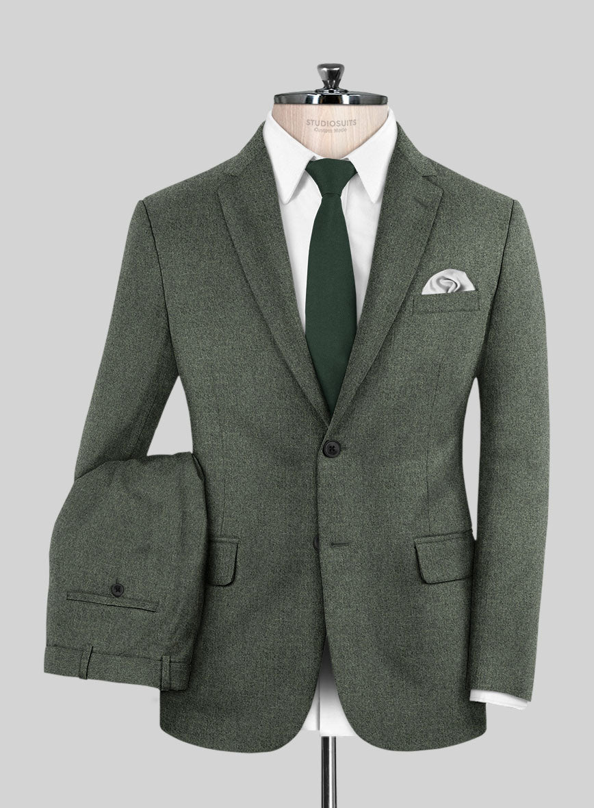 Italian Quelo Green Twill Flannel Suit - StudioSuits