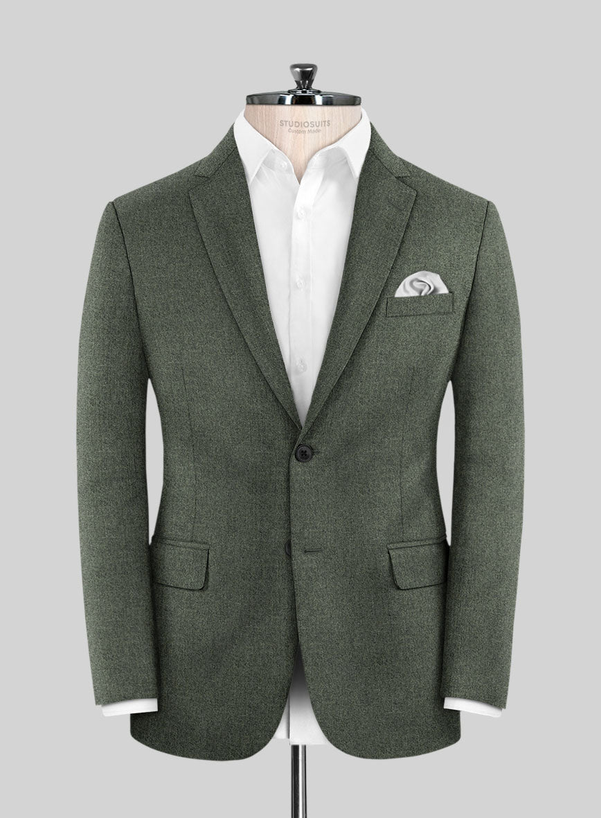 Italian Quelo Green Twill Flannel Suit - StudioSuits