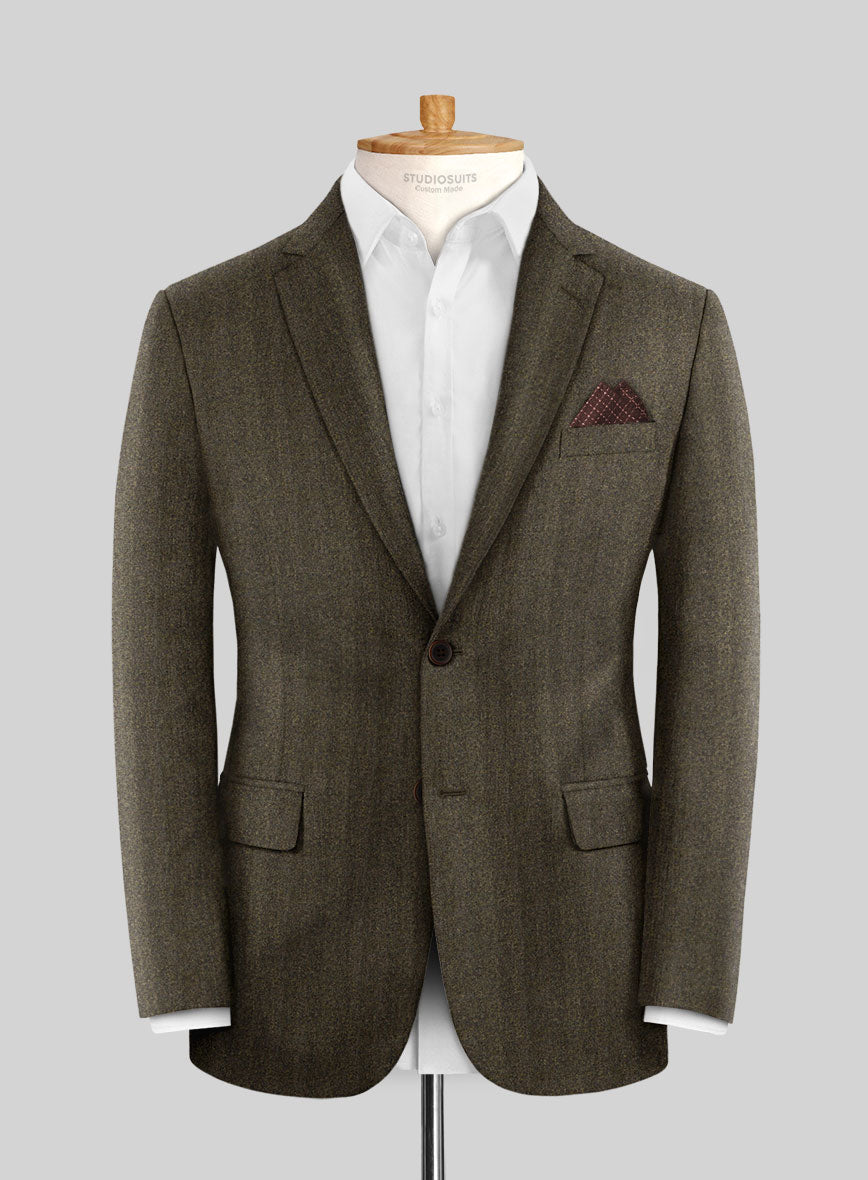 Italian Rust Herringbone Flannel Suit - StudioSuits