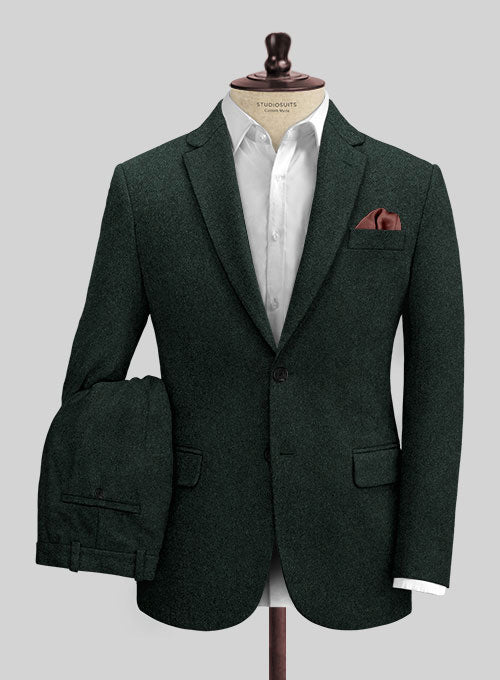 Italian Sacramento Green Tweed Suit - StudioSuits