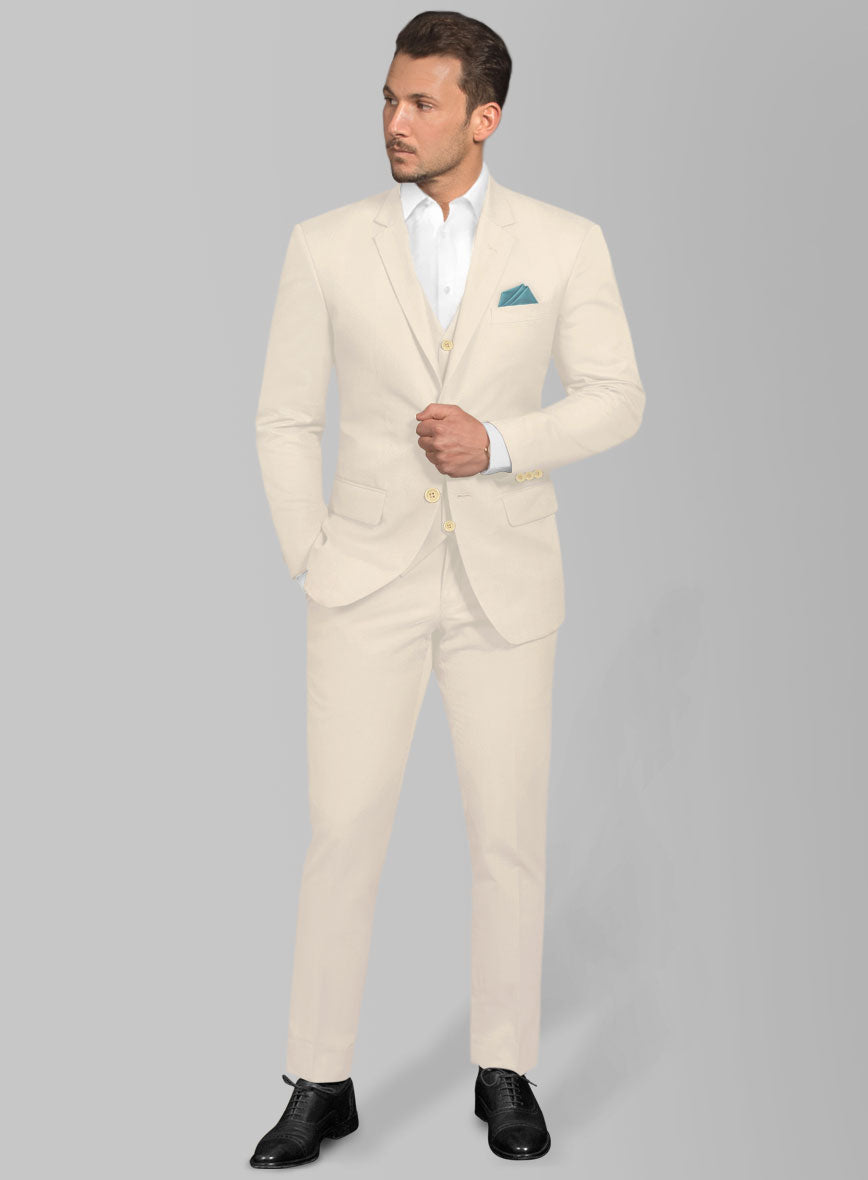 Italian Sandy Beach Cotton Stretch Suit - StudioSuits