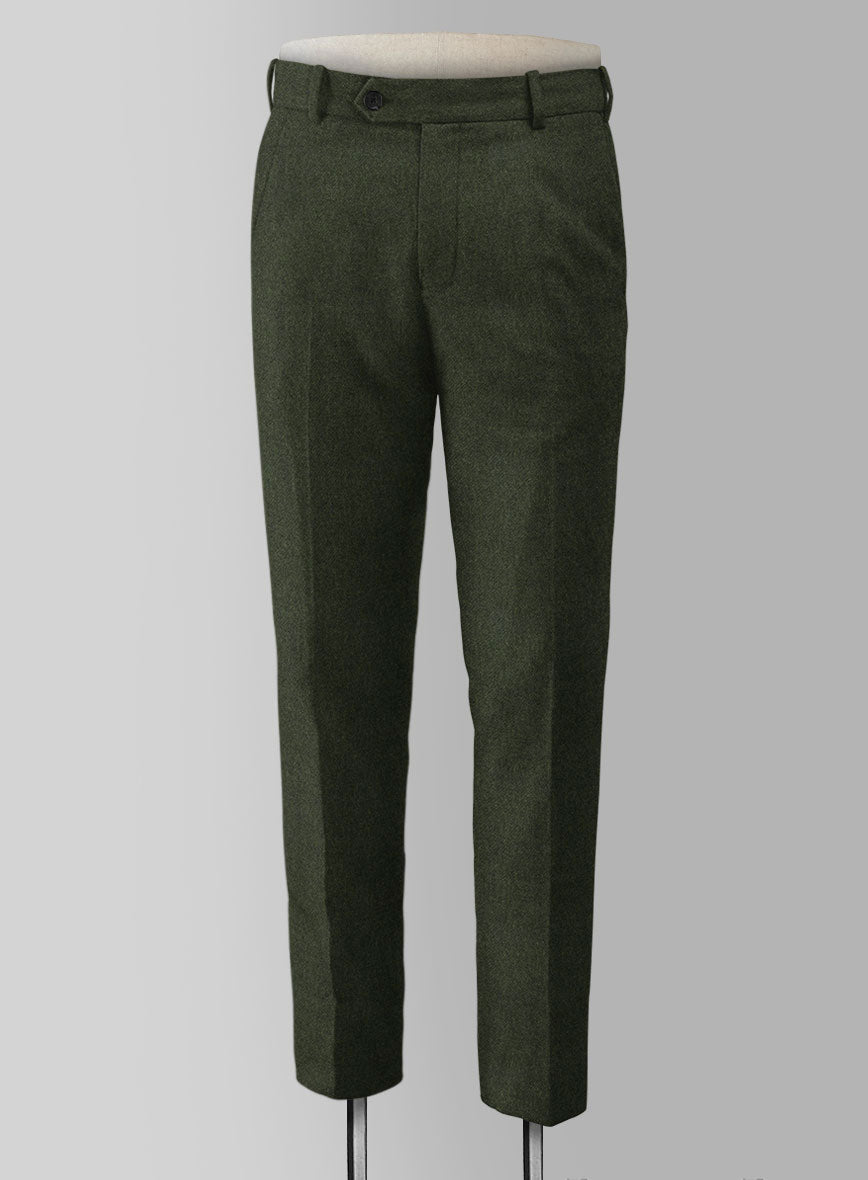 Italian Seaweed Green Tweed Pants - StudioSuits