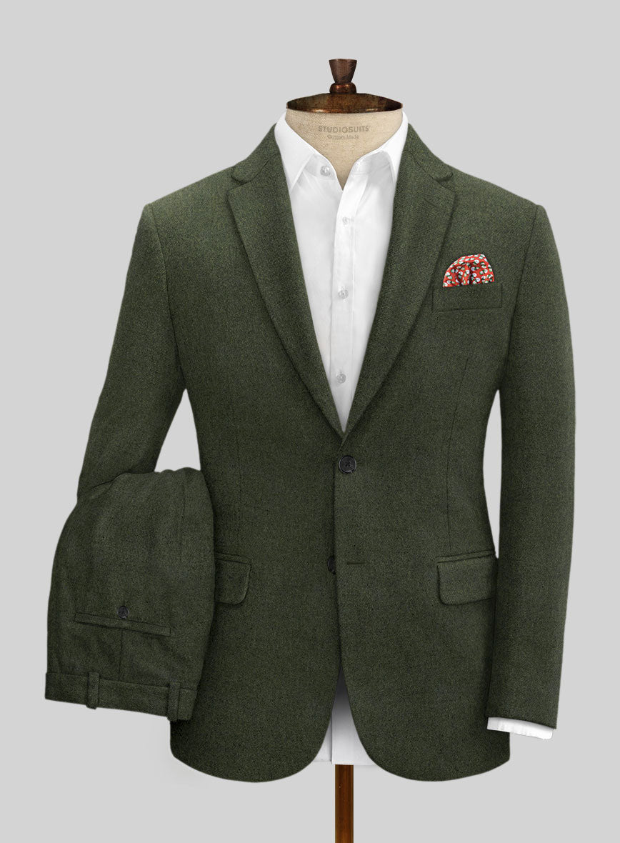 Italian Seaweed Green Tweed Suit - StudioSuits