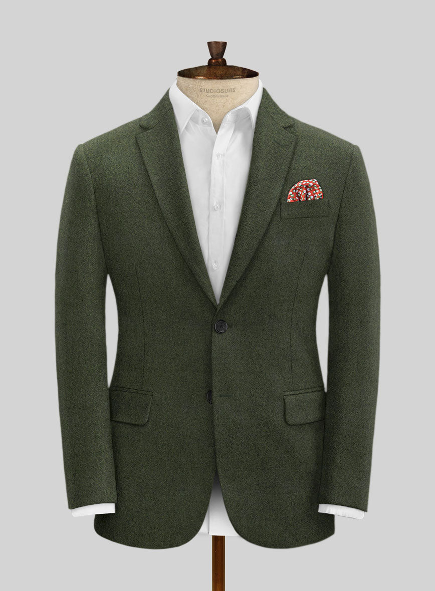 Italian Seaweed Green Tweed Suit - StudioSuits