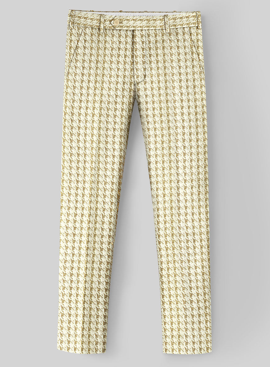 Italian Silk Golden Houndstooth Pants - StudioSuits