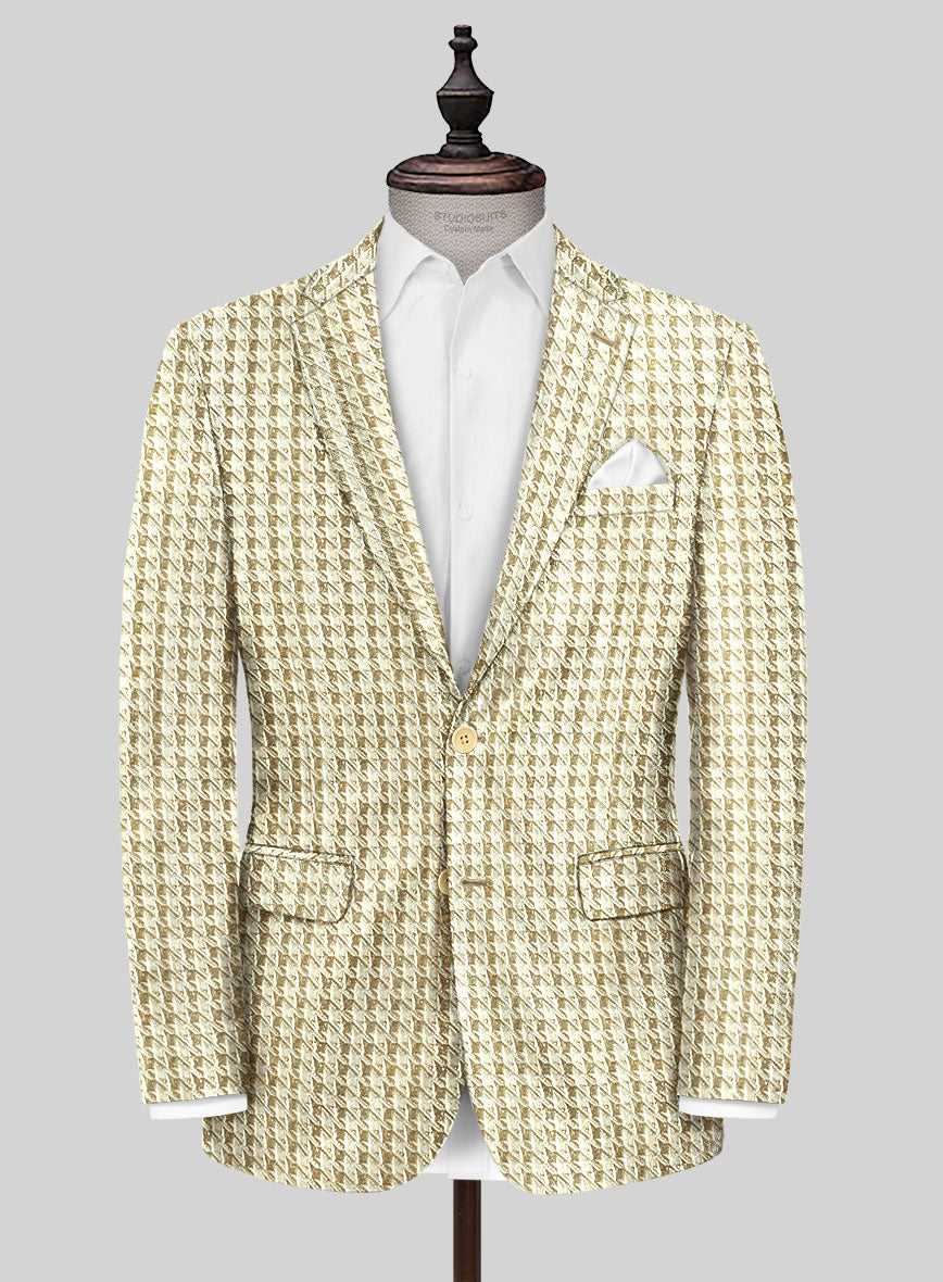 Italian Silk Golden Houndstooth Suit - StudioSuits