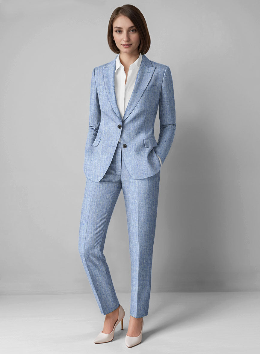 Women's Italian Sky Blue Linen Suit