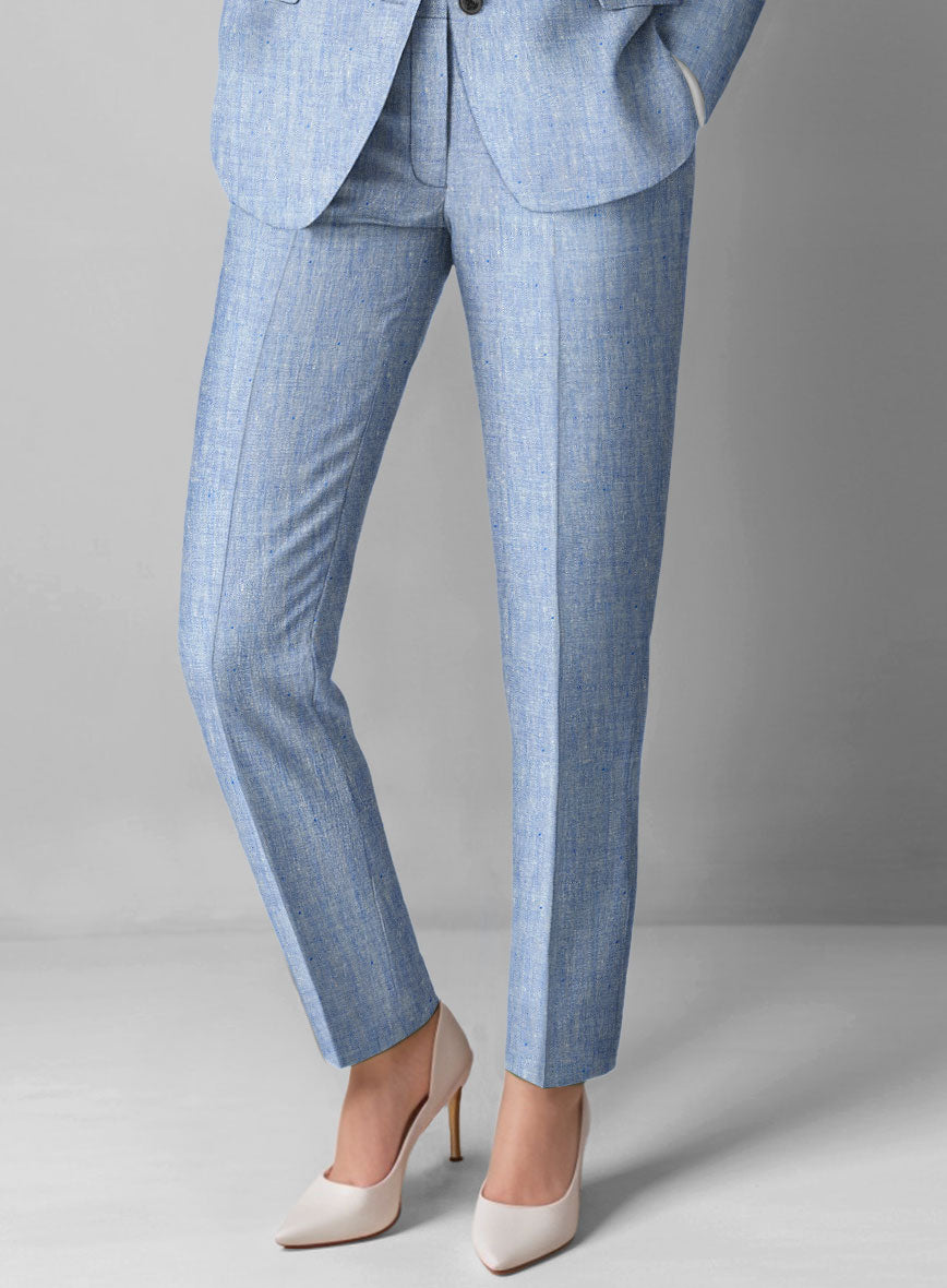 Women's Italian Sky Blue Linen Suit