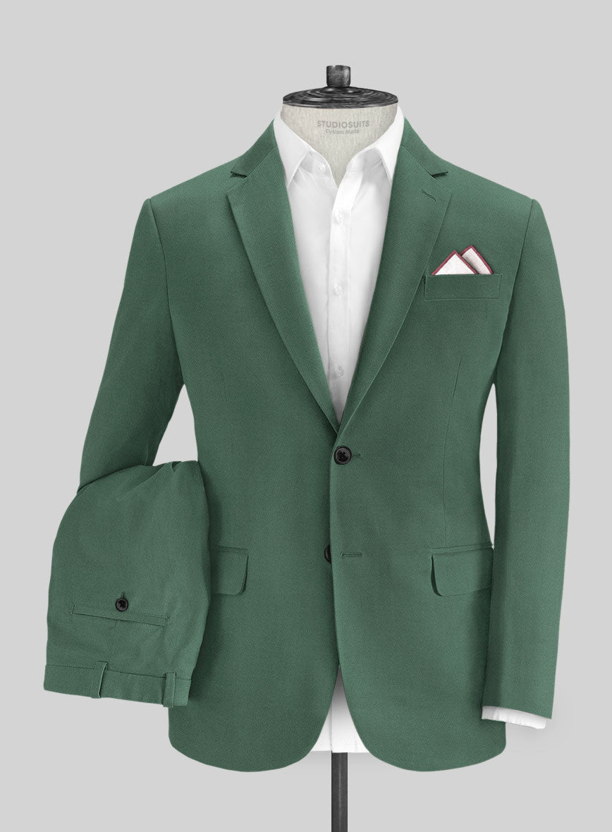 Italian Spring Green Cotton Stretch Suit - StudioSuits