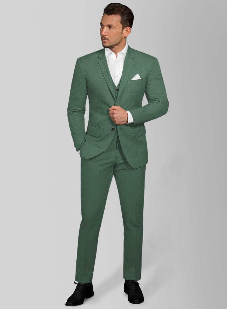 Italian Spring Green Cotton Stretch Suit - StudioSuits