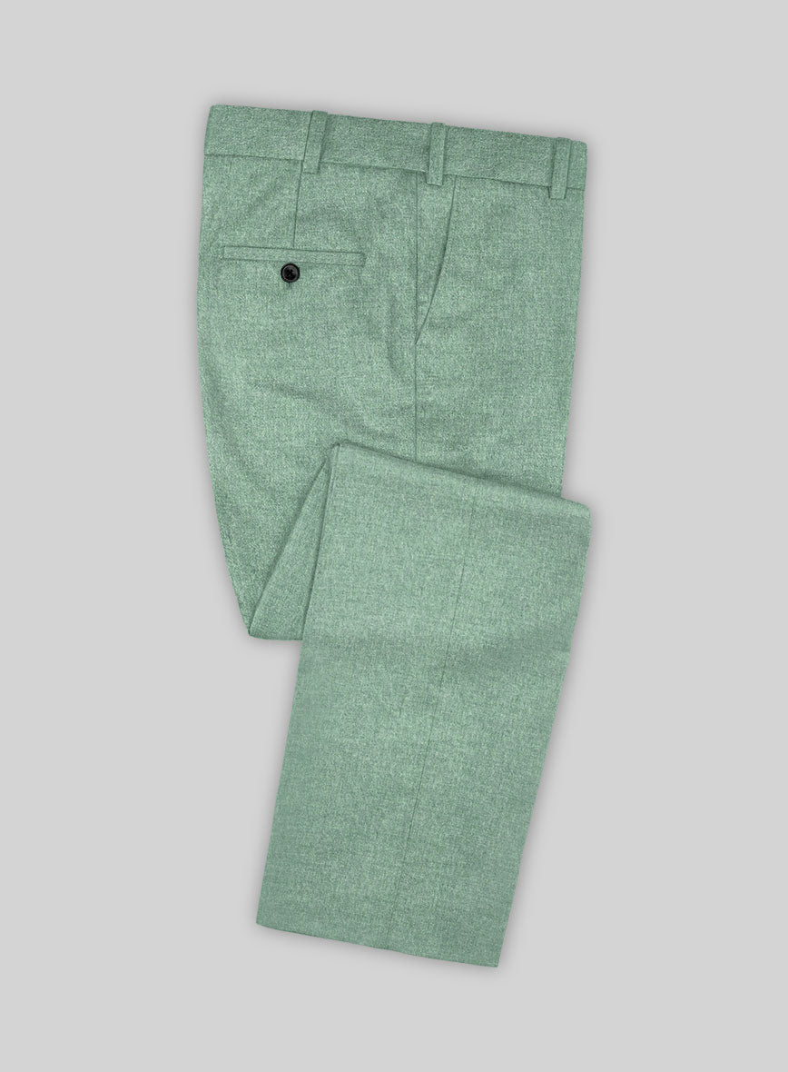 Italian Squito Bettle Green Wool Pants - StudioSuits