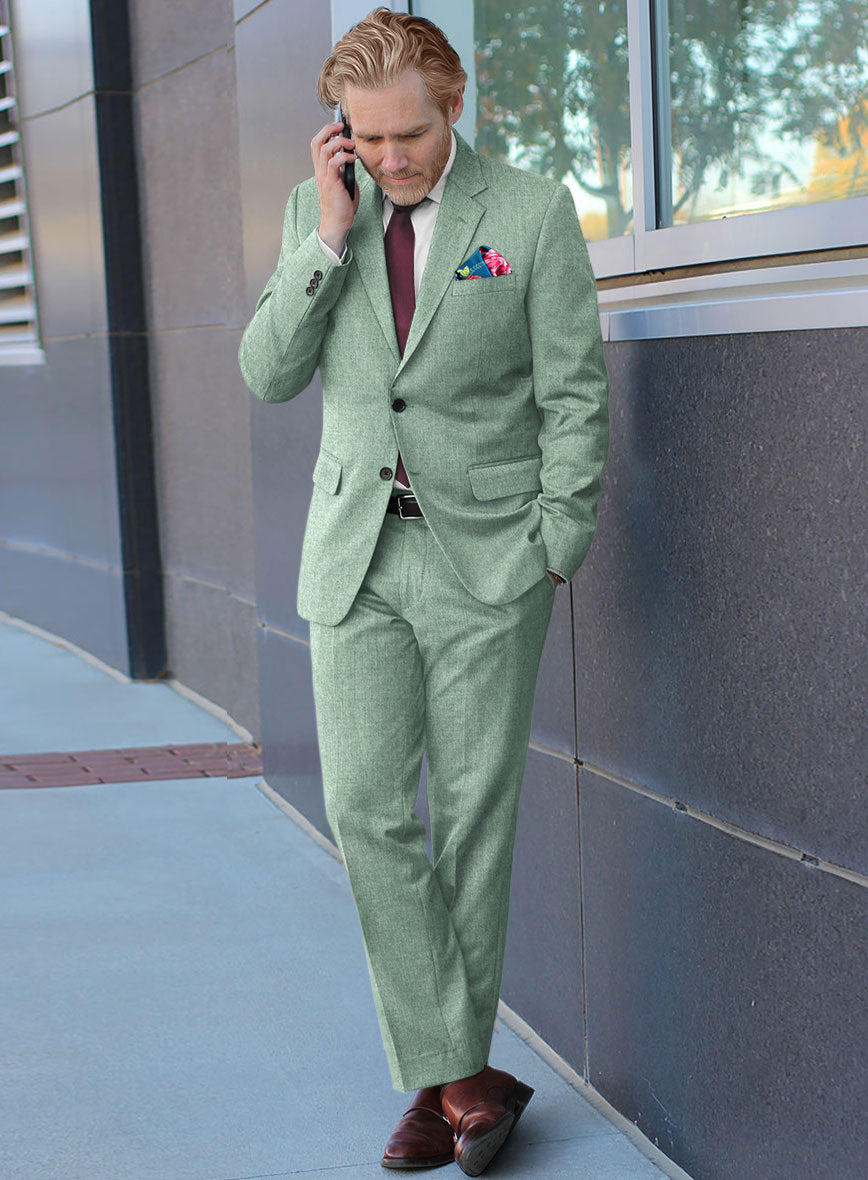 Italian Squito Bettle Green Wool Suit - StudioSuits