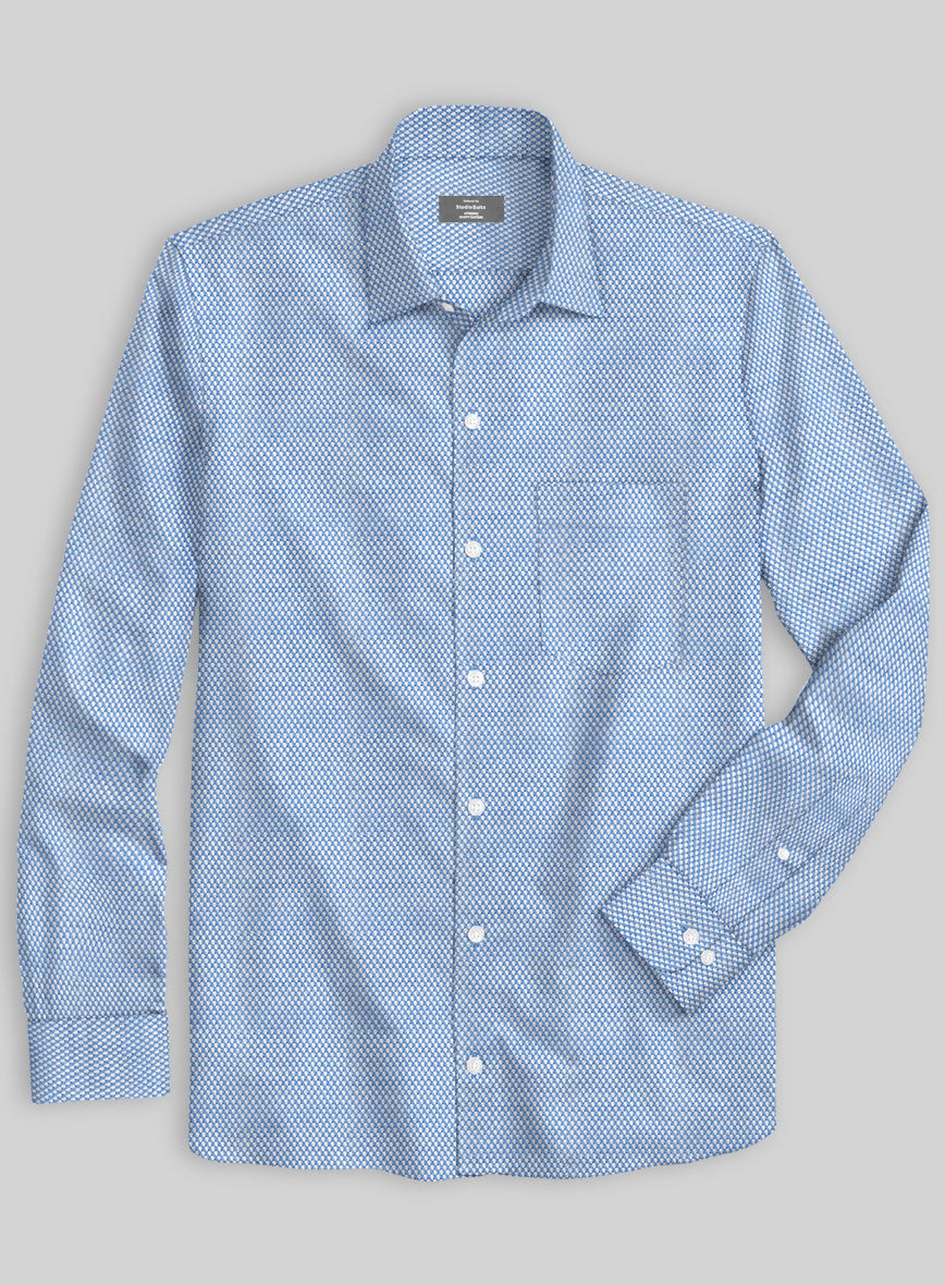 Italian Stretch Blue Starburst Shirt - StudioSuits