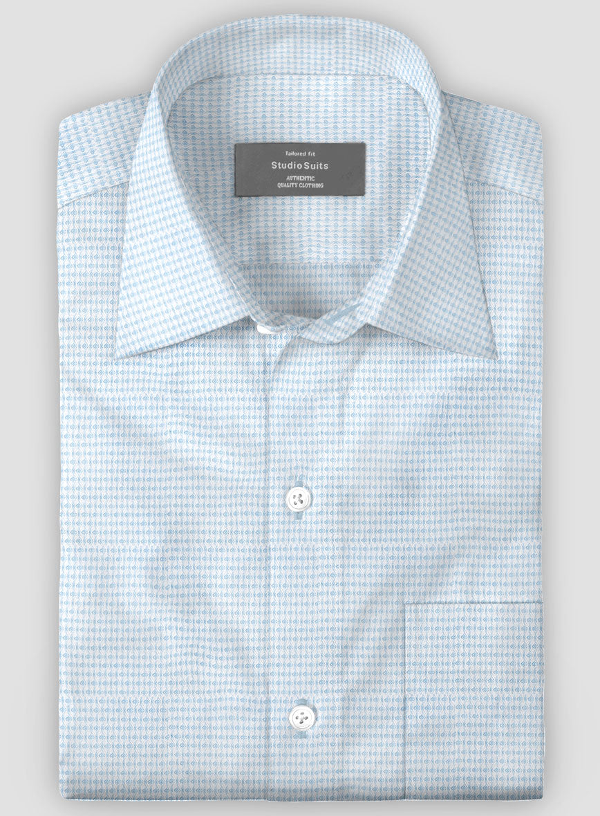 Italian Stretch Blue Trellis Shirt - StudioSuits