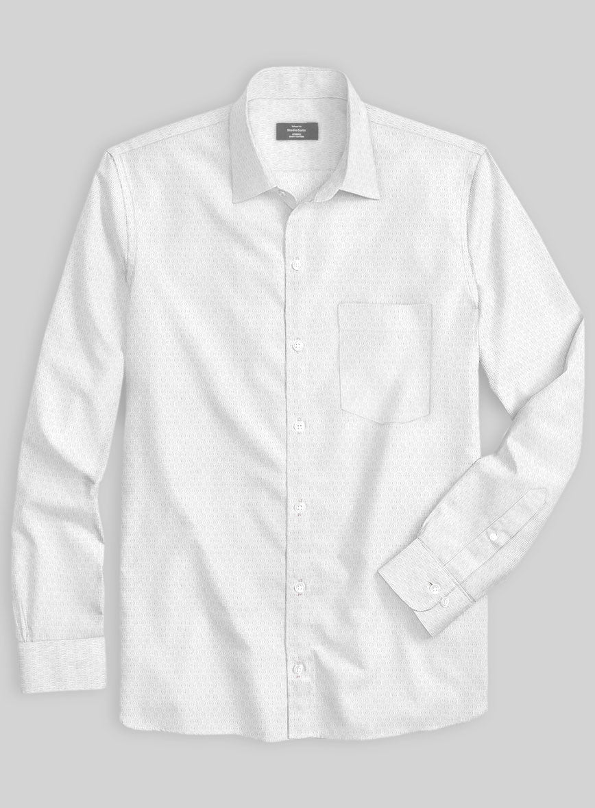 Italian Stretch White Swirl Shirt - StudioSuits