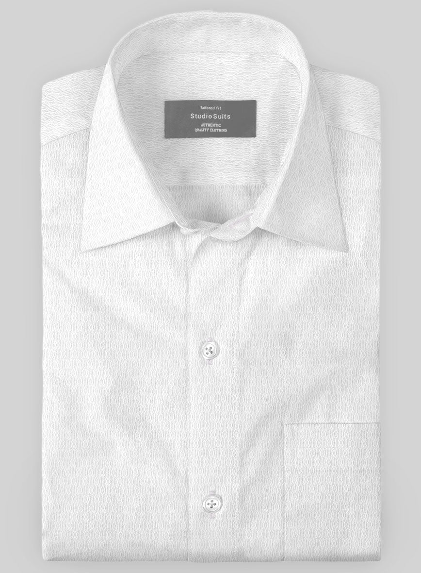 Italian Stretch White Swirl Shirt - StudioSuits